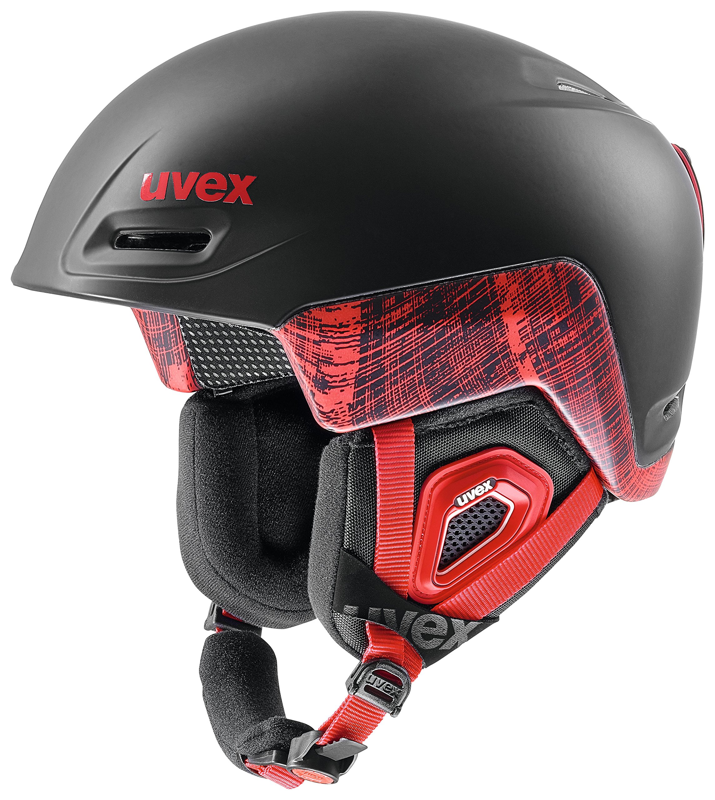 uvex Unisex-Erwachsene jimm Skihelm, Black-Red Mat, 52-55 cm