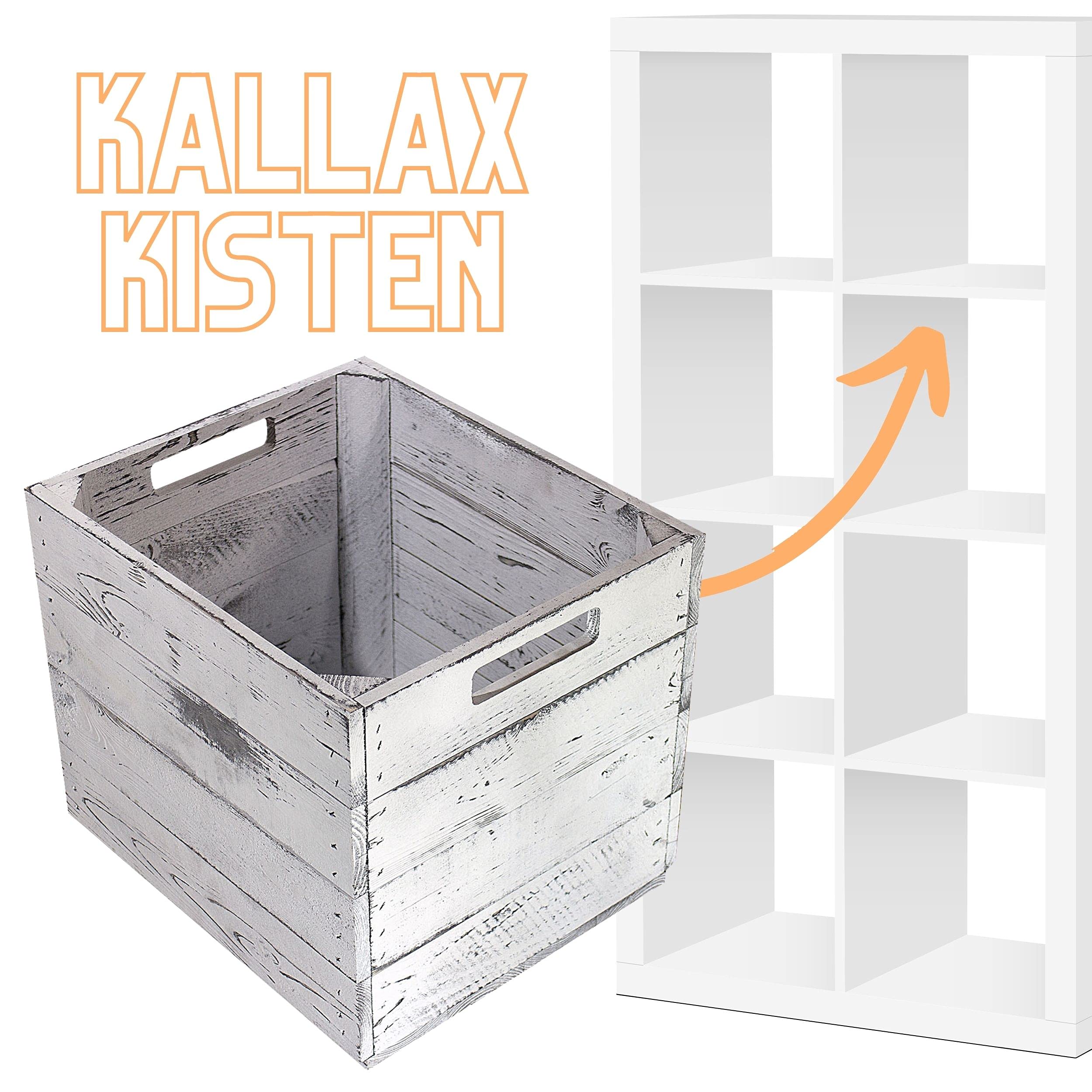 8 Kisten Vintage für Kallax Regale weiß 33cm x 37,5cm x 32,5cm Einlagekiste grau IKEA Kallax Expedit Einsatz Aufbewahrungskiste Obstkisten Weinkisten DIY