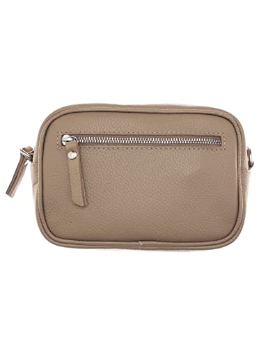 Zwillingsherz Umhängetasche mit Reißverschluss aus 100% Echtleder - Hochwertige Handtasche zum Umhängen für Damen Frauen Mädchen – Crossbag klein und elegant - Schultertasche Bauchtasche Minibag