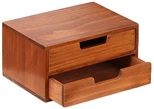 Make-up-Organizer mit 3 Schubladen, quadratische Holzschublade Box, kompakter Schubladenturm für Make-up und Kosmetik, Aufbewahrung mit Holzschubladen - Dunkles Holz|||4 Stöckig