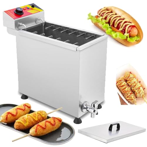 DOZPAL 25L Käse-Hot-Dog-Stick-Maschine, elektrische Deep Hot Corn Dog-Fritteuse, Snack-Maschine für Gewerbe/Heim, Temperatur einstellbar