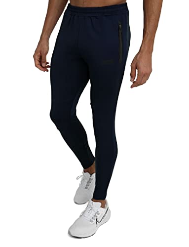 TCA Herren Rapid Quickdry Anliegende Jogging Hosen mit Reißverschlusstaschen - Total Eclipse (Dunkelblau), S