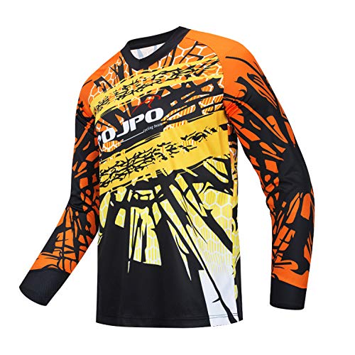 Radfahren Jersey Herren Mountainbike Motocross Trikot Langarm MTB T-Shirt Downhill Tops Sport Rennbluse schwarz gelb 4XL