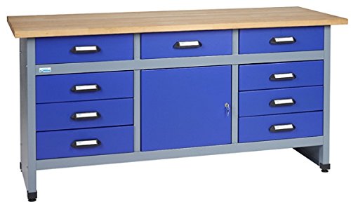 Küpper 12877 Werkbank 9 Schubladen, 1 Tür Ultramarinblau, Silber-Grau (B x H x T) 1700 x 840 x 600 mm