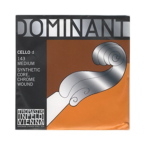 Thomastik Einzelsaite für Cello 4/4 Dominant - D-Saite Nylonkern, Chrom umsponnen, mittel