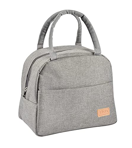 BÉABA, Isolierte Lunchtasche für Baby-/Kinderessen, Lunchbox, hält warm / kühl, 5 l, wasserundurchlässiger Stoff, Fronttasche, weiches Material, Grau meliert