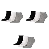 PUMA 9 Paar Sneaker Invisible Socken Gr. 35-49 Unisex für Damen Herren Füßlinge, Farbe:882 - grey/white/black, Socken & Strümpfe:43-46
