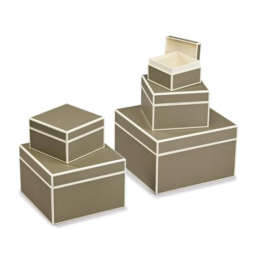 Semikolon 370096 5er Aufbewahrungsboxen – Set 5 tlg – diverse Größen – Geschenkboxen – fango beige