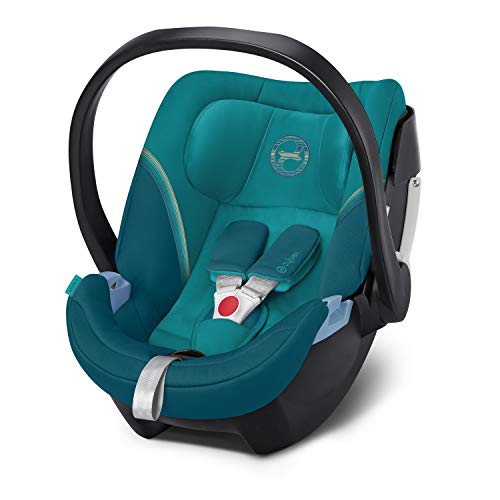 CYBEX Gold Babyschale Aton 5, Inkl. Neugeboreneneinlage, Ab Geburt bis ca. 18 Monate, Max. 13 kg, river blue