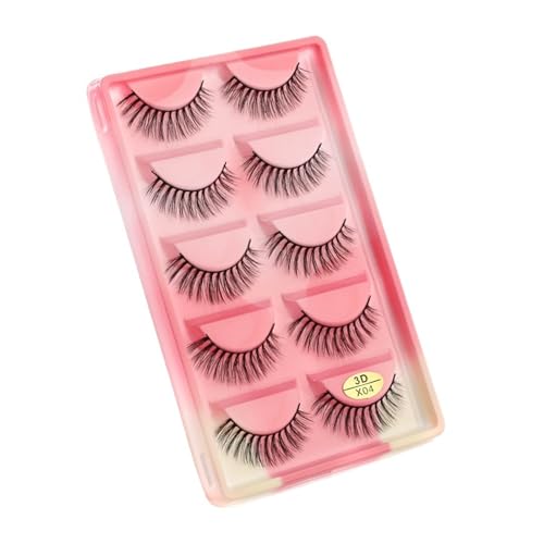UAMOU Wimpern 5 Paar 3D Nerz Haar Falsche Wimpern Multipack Natürliche Wimpern Faux Cils Make-Up-Tool maquillaje femme Cheerfully (Color : 5 Pairs X04CS, Size : 2 Boxes)