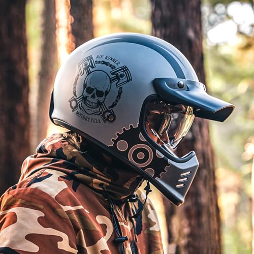Integraler Motorradhelm Integrierter Helm Mit Schutzbrille Personalisierter Motorradhelm Motocross-Helm ECE-Zugelassen Sonnenblende Unisex-Erwachsene Männer Frauen Sturzhelm 13,XL(61-62CM)