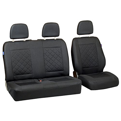 Interstar Sitzbezüge - Set 1+2 - Farbe Premium Schwarz gepresstes Karomuster