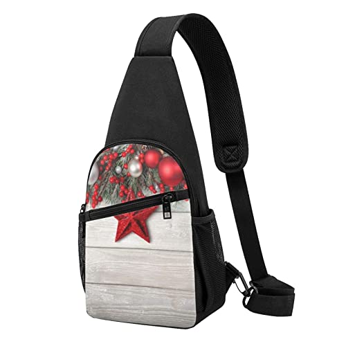 Brusttasche mit Western-Musikdruck, wasserdicht, leicht, mit einem Riemen, für Outdoor, Wandern, Sport, Weihnachtskugeln., Einheitsgröße