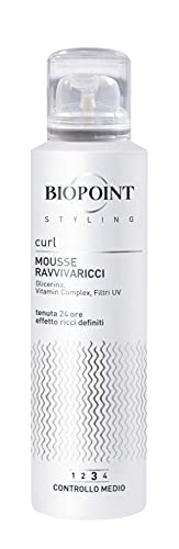 Biopoint Styling Lockige Mousse, definiert lockiges Haar, feuchtigkeitsspendend und knitterfrei, gibt Weichheit, Elastizität und Volumen, 150 ml