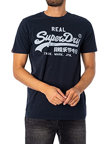 Superdry Herren Camiseta estampada Businesshemd, Eklipse Navy, 56
