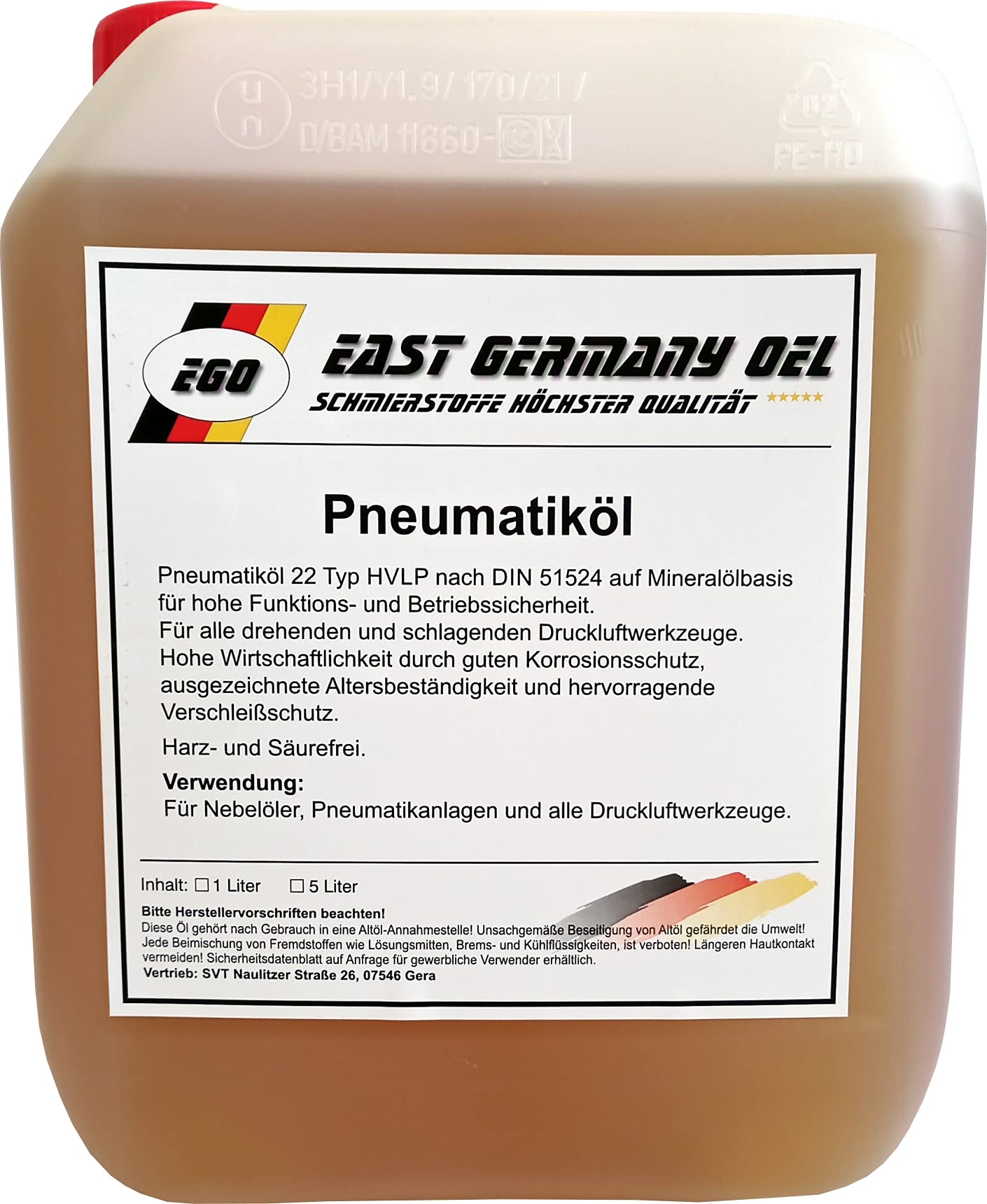 Pneumatiköl für Druckluftwerkzeuge Kanister 5 Liter
