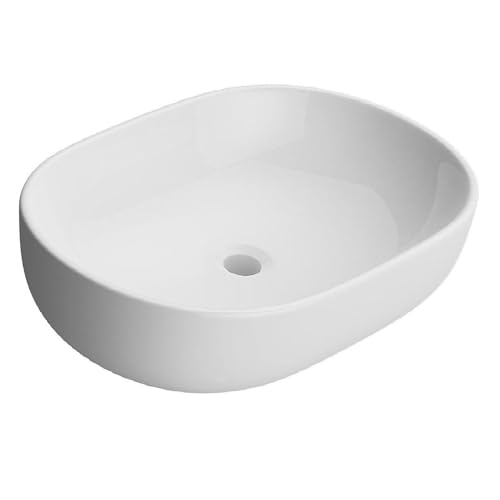 NEG Waschbecken Uno34A (oval) Aufsatz-Waschschale/Waschtisch (weiß) mit schmalem Rand und Nano-Beschichtung