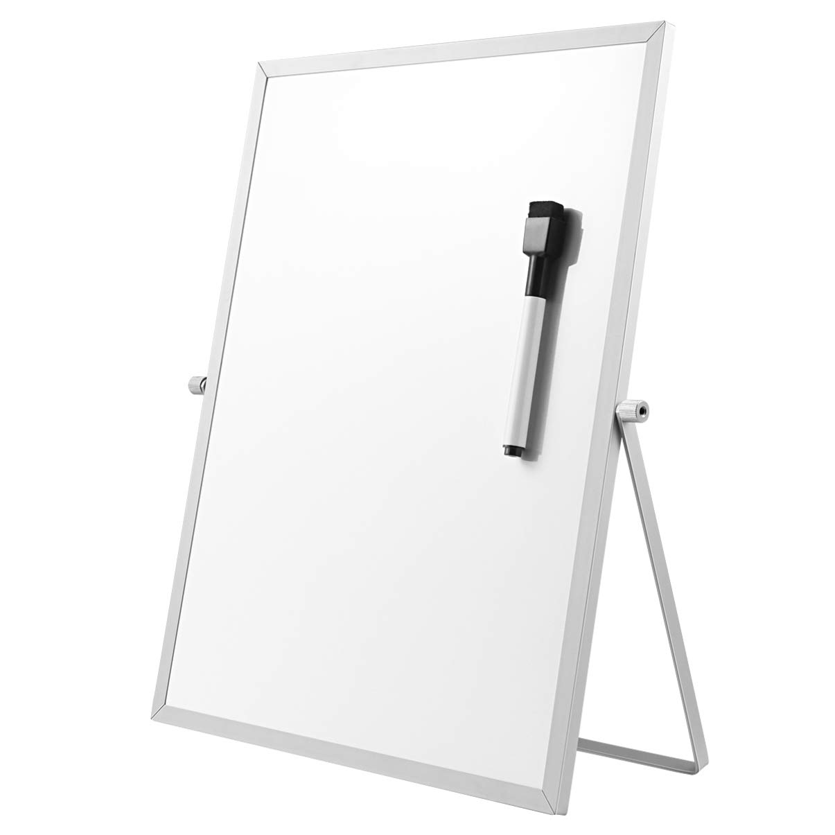 STOBOK Trockene Magnetische Kleines Whiteboard - 36cm x 26cm Tragbare doppelseitige weiße Board Desktop Ständer mit Marker, 360 Grad drehbare Halterung, tun für Kinder Zeichnung, Büro Schule zu Hause