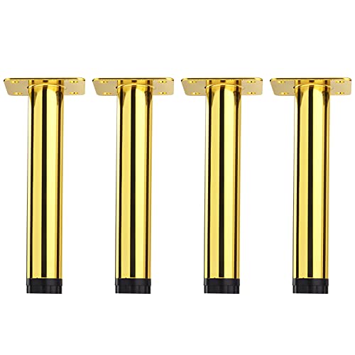 NUACOS Metall Möbelfüße Höhenverstellbar 4 Stück Zylindrisch Strapazierfähig Bettbeine für Schrank, Sofa Bettgestell Metall-Möbelstützfüße,Gold,15cm/5.91in