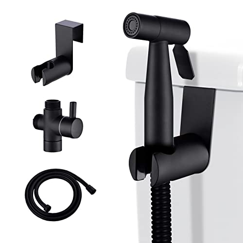 [LOSCHEN] Bidet Wandspray-Kit für Toilette,Hand Sprayer WC Befestigung Edelstahl für Haustier Bad/persönliche Hygiene/Badezimmer (schwarz)