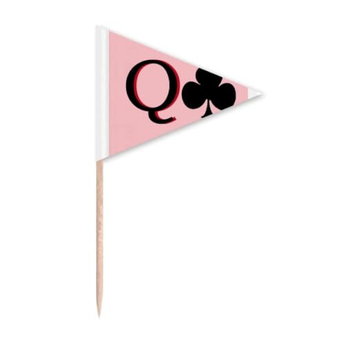 Happiness Queen Club Q Poker-Zahnstocher, dreieckig, Cupcake-Topper, Flagge
