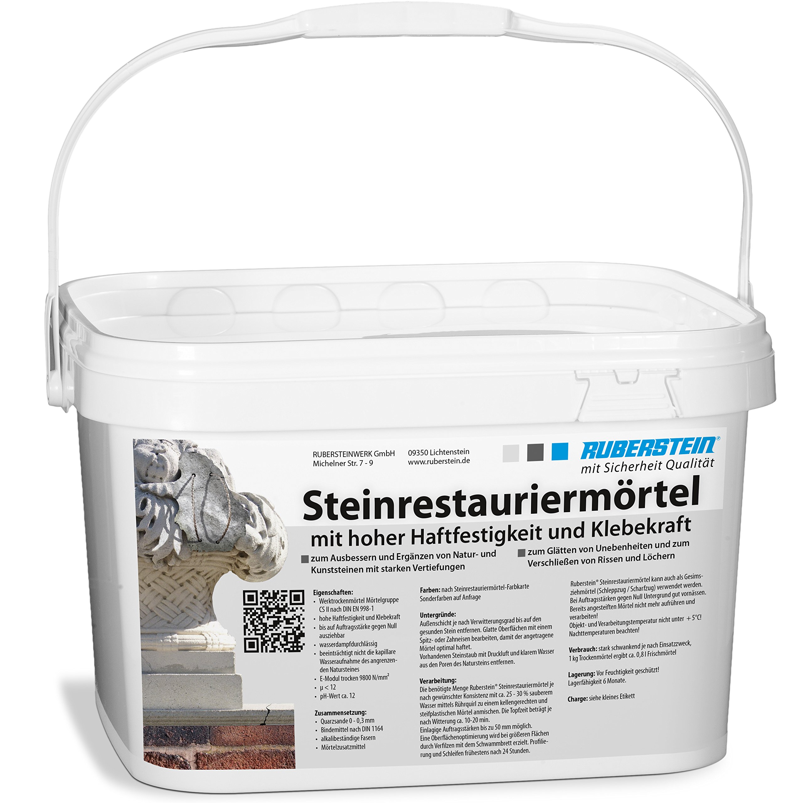 Ruberstein® Steinrestauriermörtel/Reparaturmörtel/Mörtel für Sandstein 10 kg im Eimer (ziegelrot)