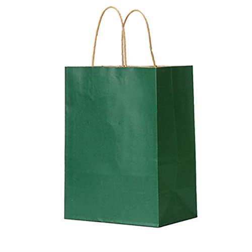 Geschenktüten 10/20 Stück Farbe Kraftpapier Tasche mit Griffe Festival Geschenk Tasche Einkaufstaschen Präsenttüten (Color : Green, Size : 21X27X11CM_20PCS)