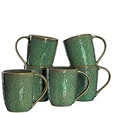 Leonardo Tasse Matera 6-er Set, 430 ml, Set aus 6 Keramik Tassen, spülmaschinengeeignet, mit Glasur, grün, 018543