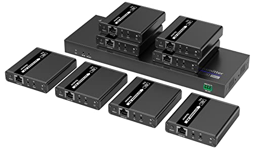 PremiumCord HDMI 1-8 Splitter + Extender über CAT6/6a/7, Ultra HD 4K@30Hz bei 70m, Metallgehäuse, 8 Empfänger mit Netzteilen, Dolby TrueHD, 3D, EDID, CEC, HDCP2.2
