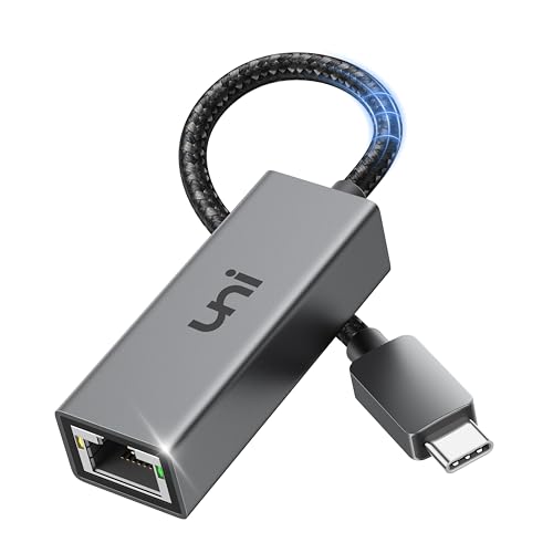 uni USB C Ethernet Adapter, Thunderbolt 3 auf RJ45 LAN Adapter mit Aluminium und Nylon, USB C Netzwerk Adapter 1000 Mbps für Switch, MacBook Pro 2023, iPad Pro/Air, XPS, Surface, Galaxy Tab S23