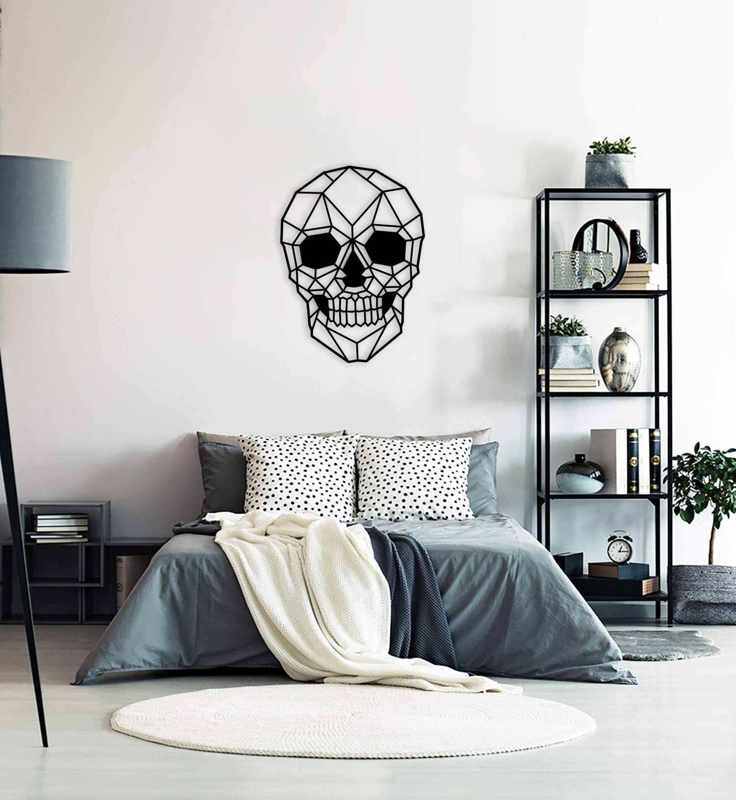 MyMaxxi | Wand Deko Totenkopf schwarz 48x65 cm Acryl| geometrische Wanddekoration für Wohnzimmer und Schlafzimmer | Polygon Wallart hängend Acryl | Aesthetic Decoration Wandbild Danger Skull Selleton