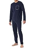 Schiesser Herren Schlafanzug lang-Nightwear Set Pyjamaset, Nachtblau_180259, 48/ S