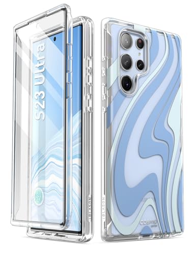i-Blason Glitzer Hülle für Samsung Galaxy S23 Ultra 5G Handyhülle Bumper Case 360 Grad Schutzhülle Glänzend Cover [Cosmo] mit Integriertem Displayschutz 2023 Ausgabe (BlueSwirl)