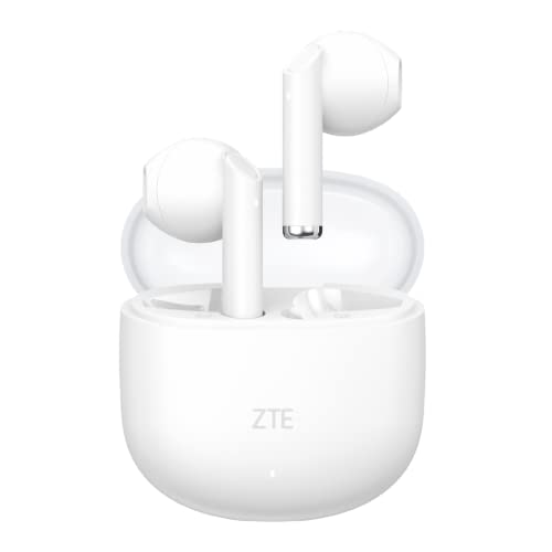 ZTE Kabellose Kopfhörer Buds 2, TWS, Bluetooth 5.3, 25 Stunden Akku, HD-Mikrofon, Touch-Steuerung, Sprachassistent, IPX4 wasserdicht, USB-C-Ladegerät, Weiß