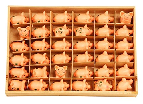 Geschenkestadl 36 Stück Glücksschweine Schweinchen Ferkel Viel Glück Glücksbringer in Holzbox