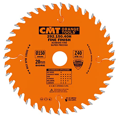 CMT Orange Tools Kreissägeblatt Feinschnitt HW 150 x 2,4 / 1,4 x 20 Z=40 15° ATB - 292.150.40H - für Querschnitte