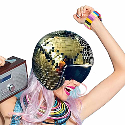 Genikeer Disco Mirror Glitter Ball Helme | Discokugel Hüte Disco Helm | DiscoKugel Spiegel Hut Mit Einziehbarem Sonnenschutz | Disco Kugelhelm | Disko Helme Für DJ Club Bar Party