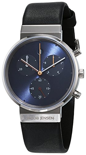 Jacob Jensen Damen Chronograph Quarz Uhr mit Leder Armband 615