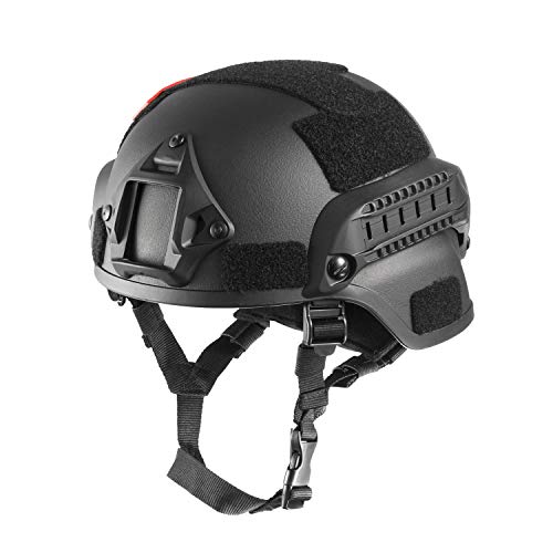 OneTigris Mich 2000 Aktion Version Taktische Helm ABS Helm mit NVG Halterung und seitliche Schienen (Schwarz)