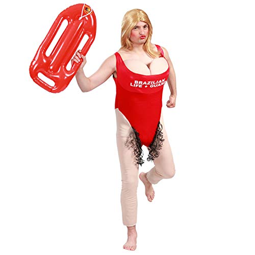 Amakando Lustiges Rettungsschwimmer Kostüm für Männer/Rot-Hautfarben M (48/50) / JGA Herren-Kostüm Lebensretter/Genau richtig zu Bad Taste Party & Mottoparty