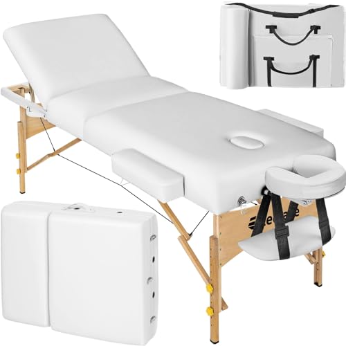 TecTake Massageliege mit 10cm reiner Polsterung + Tasche & Alukopfstütze - diverse Farben (Weiß)