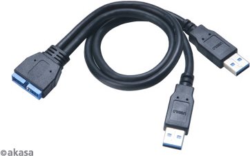 Akasa AK-CBUB12-30BK 2 x USB 3.0 USB 3.0 Pin header Schwarz Kabelschnittstellen-/adapter (AK-CBUB12-30BK)