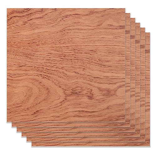 Bastelholzplatte Sperrholz Platten, 6 Stück Bubinga-Sperrholz aus brasilianischem Palisander, 30,5 x 30,5 cm, unbehandeltes Holz für Bastelarbeiten, Lasergravur