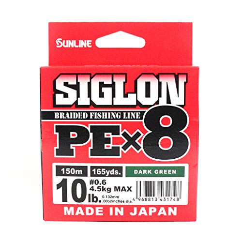 Sunline Siglon geflochtene Schnur X8 150M P.E 0.6 4.5kg dunkelgrün (1748)