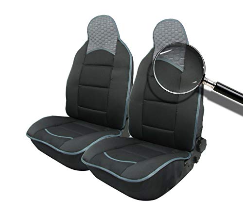 2x Sitzauflage Sitzkissen Sitzmatten Rückenkissen Grau Kunstleder + Schwarz Stoff