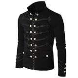 Routinfly Herren Mantel Jacke,Gothic Embroider Button Mantel Uniform Kostüm Praty Outwear