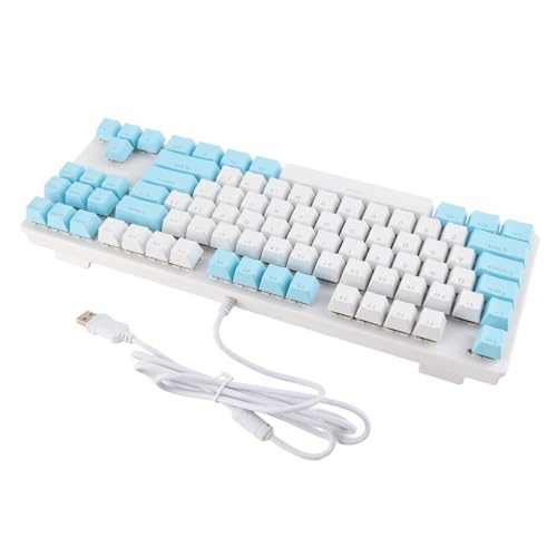 Spielmechanische Tastatur, K100 Game Electric Hybrid Optical, 87-Tasten-Standardwelle, bequemes Multimedia, geeignet für Desktop-Notebooks(Weiß + Blau)