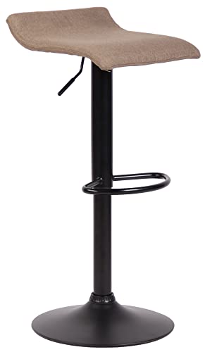 CLP Barhocker DYN V2 Stoff I Höhenverstellbarer Thekenhocker mit Fußstütze I Tresenhocker mit Trompetenfuß, Farbe:Taupe, Gestell Farbe:schwarz