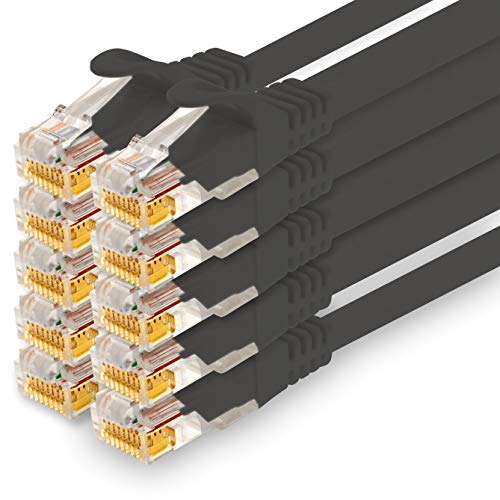 1CONN - 7,5m Netzwerkkabel, Ethernet, Lan & Patchkabel für maximale Internet Geschwindigkeit & verbindet alle Geräte mit RJ 45 Buchse schwarz - 10 Stück