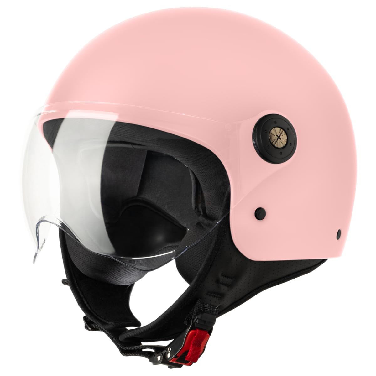 VINZ Duoro Roller Helm Jet Helm Mopedhelm Herren und Damen | in Gr. XS-XXL | Jethelm mit Visier | ECE 22.06 Zertifiziert | Motorradhelm | Rosa